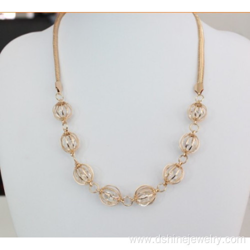 Alloy Ball Choker Chain Zircon Necklace Trendy Jewelry